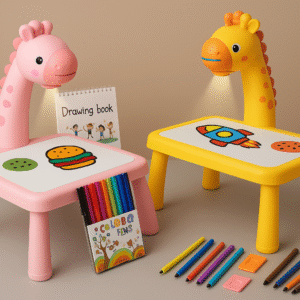 Kids Giraffe Projector Drawing Table Set with Color Pens