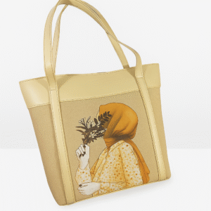 Beige Artistic Tote Bag – Elegant & Minimalist