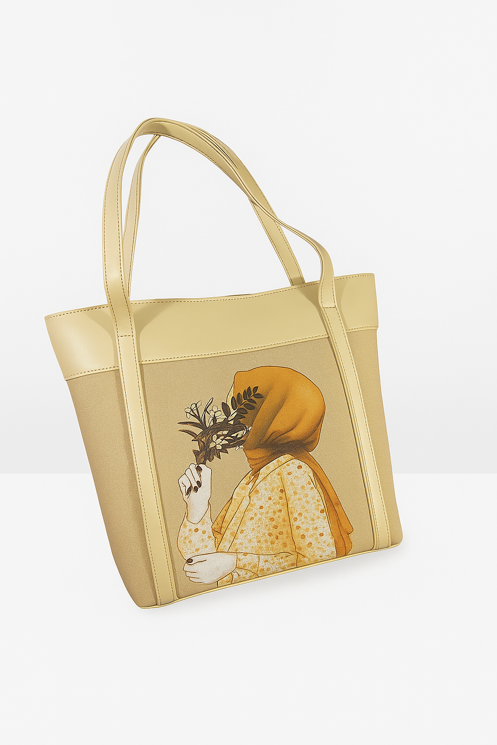 Beige Artistic Tote Bag – Elegant & Minimalist