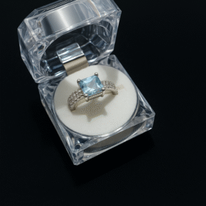 Sparkling Aquamarine Ring in Display Box