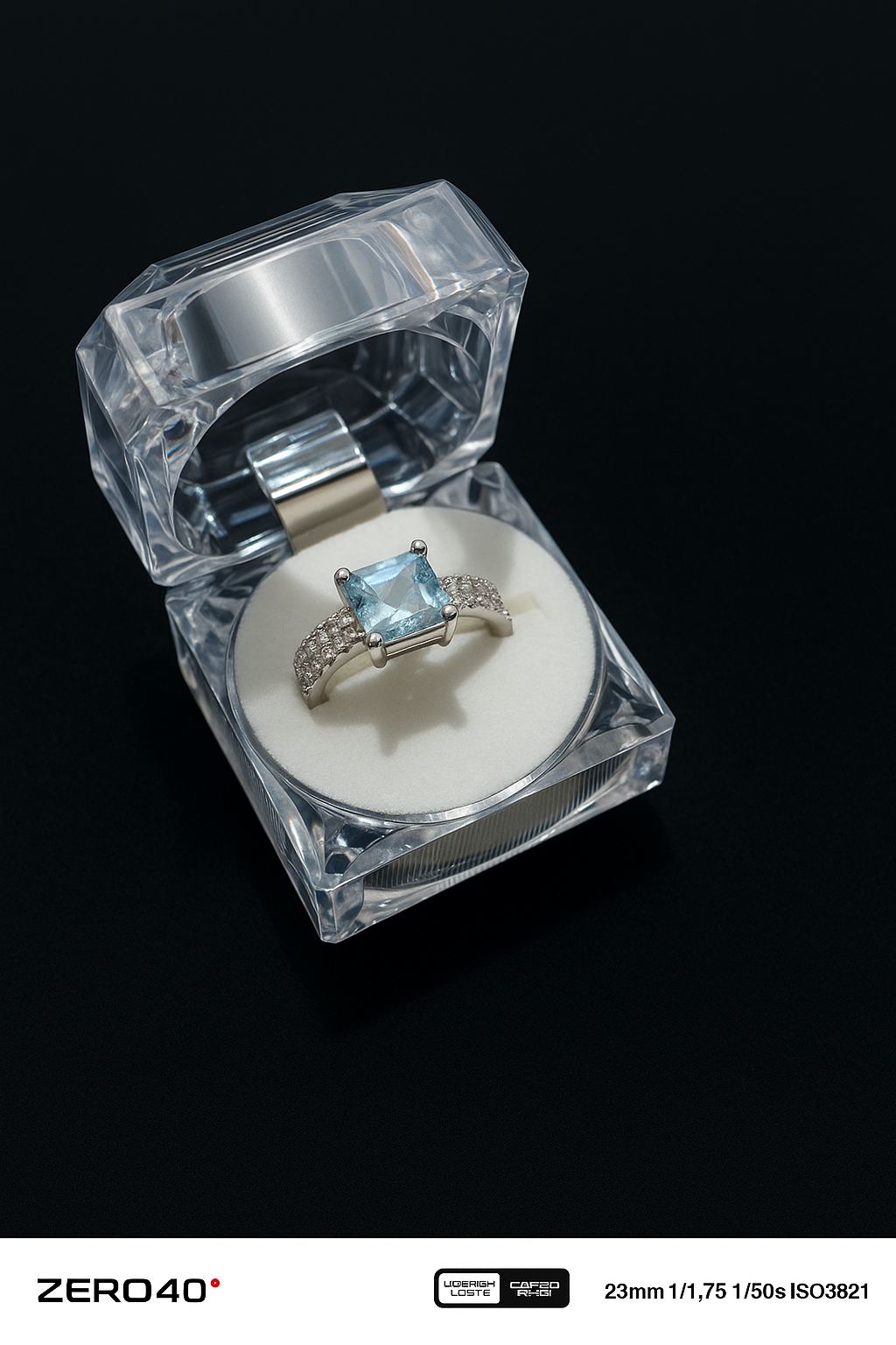Sparkling Aquamarine Ring in Display Box