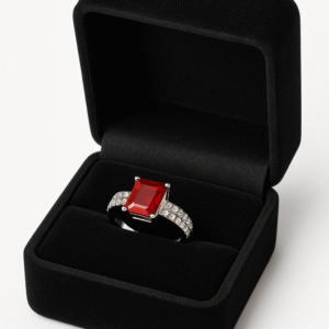 Elegant Square mehroon Stone Ring with ring box