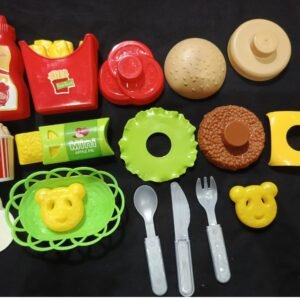 Product Title:Kids Fast Food Kitchen Toy Set – 24 Pcs Pretend Play Burger, Fries, Popcorn & More