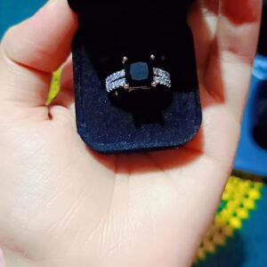 Elegant Black Gemstone Ring in ring Box