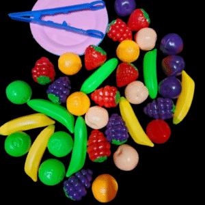 Kids Plastic Fruit Toy Set – 39+ Pcs Colorful Pretend Play Fruits with Tongs