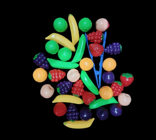 Kids Plastic Fruit Toy Set – 39+ Pcs Colorful Pretend Play Fruits with Tongs - Image 4