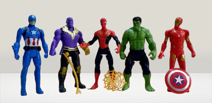 Superhero Action Figures Set – 5 Pcs Marvel Avengers Toys (Captain, Thanos, Spiderman, Hulk, Ironman)