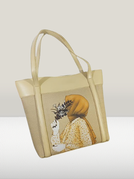 Beige Artistic Tote Bag – Elegant & Minimalist - Image 7