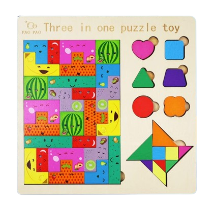3-in-1 Wooden Puzzle Toy