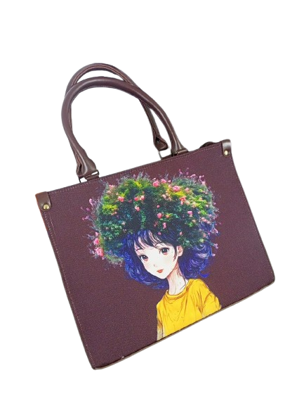 Floral-Haired Girl Tote Bag - Image 11