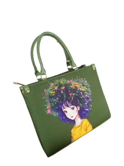 Floral-Haired Girl Tote Bag - Image 3
