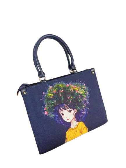 Floral-Haired Girl Tote Bag - Image 4