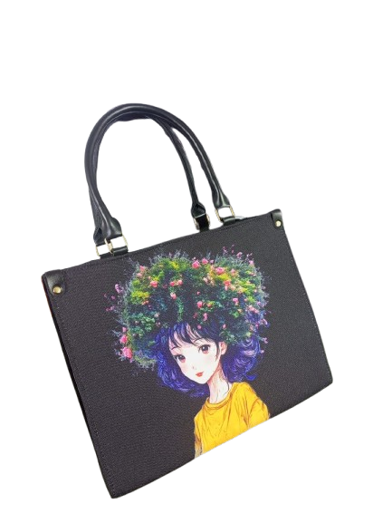 Floral-Haired Girl Tote Bag - Image 7