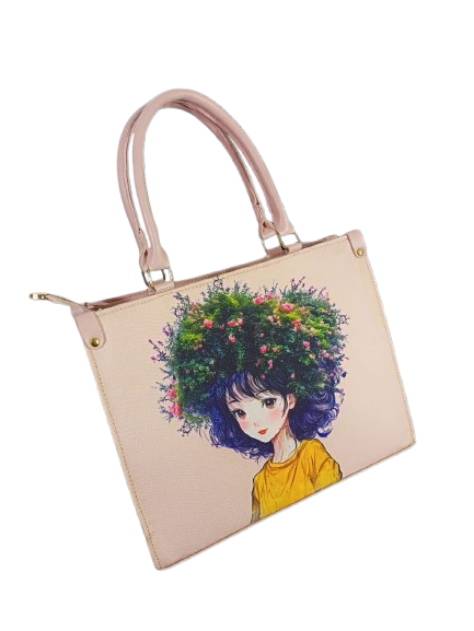 Floral-Haired Girl Tote Bag - Image 9