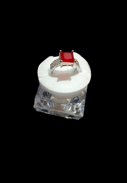 Elegant Square mehroon Stone Ring with ring box - Image 4