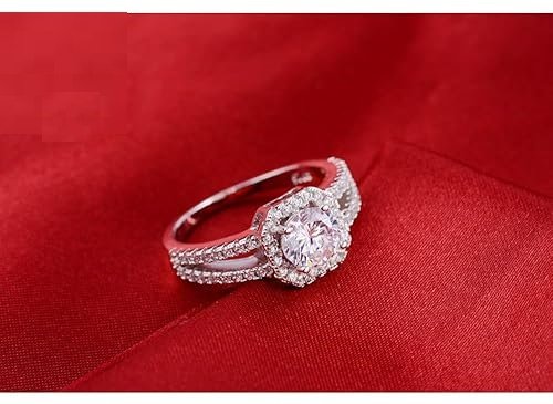 Elegant hk Diamond Engagement Ring in Sterling Silver ring box - Image 4