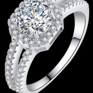 Elegant hk Diamond Engagement Ring in Sterling Silver ring box