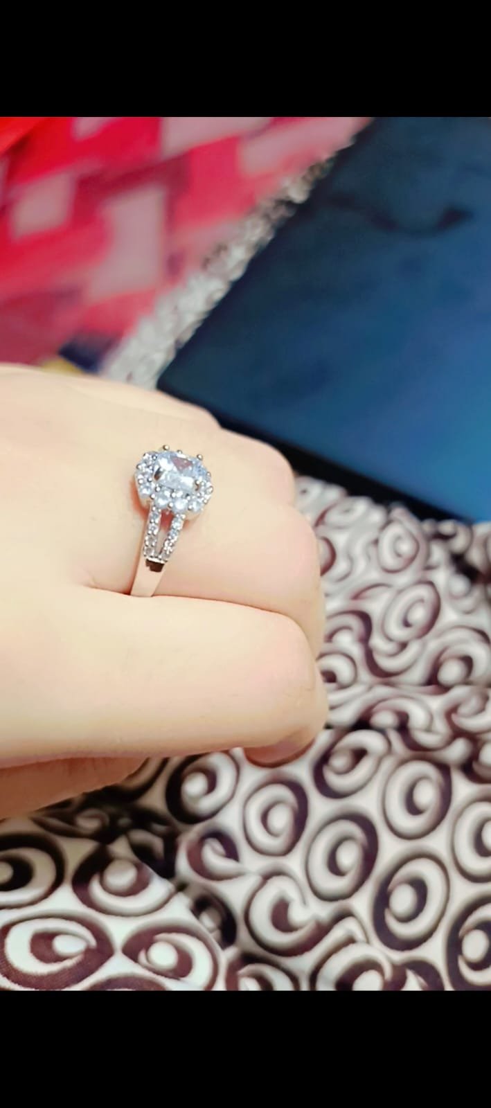 Elegant hk Diamond Engagement Ring in Sterling Silver ring box - Image 2